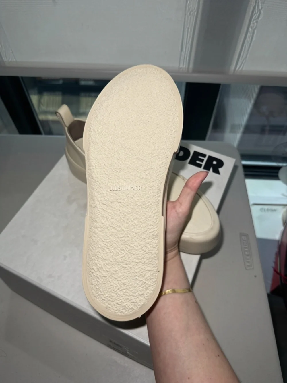 Jil Sander Leather Slip-On Sneakers White/Cream EU 41 with Box